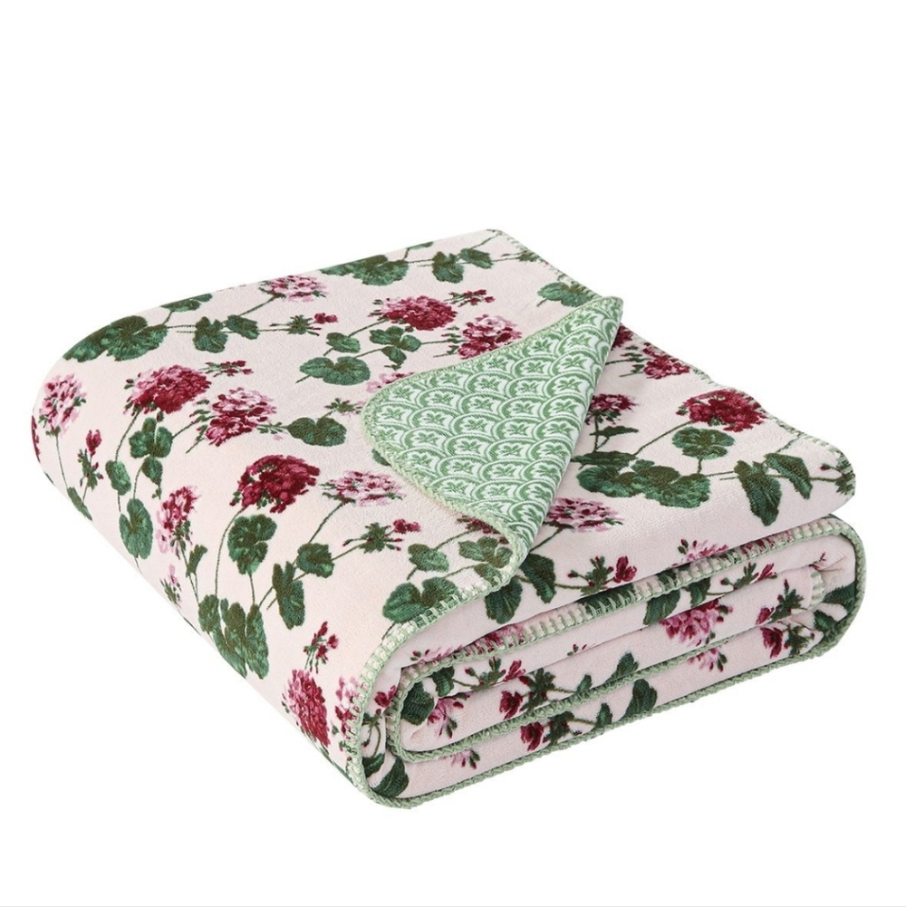 Laura Ashley Coco Plush Reversible Throw Blanket 60in X 70in - Picture 5 of 5